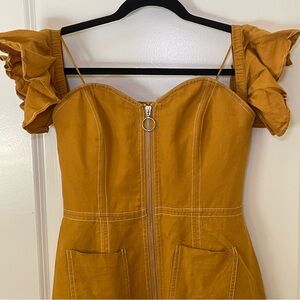 C/Meo Collective Festival Off The Shoulder Linen Dress - Mini - Yellow - Women M